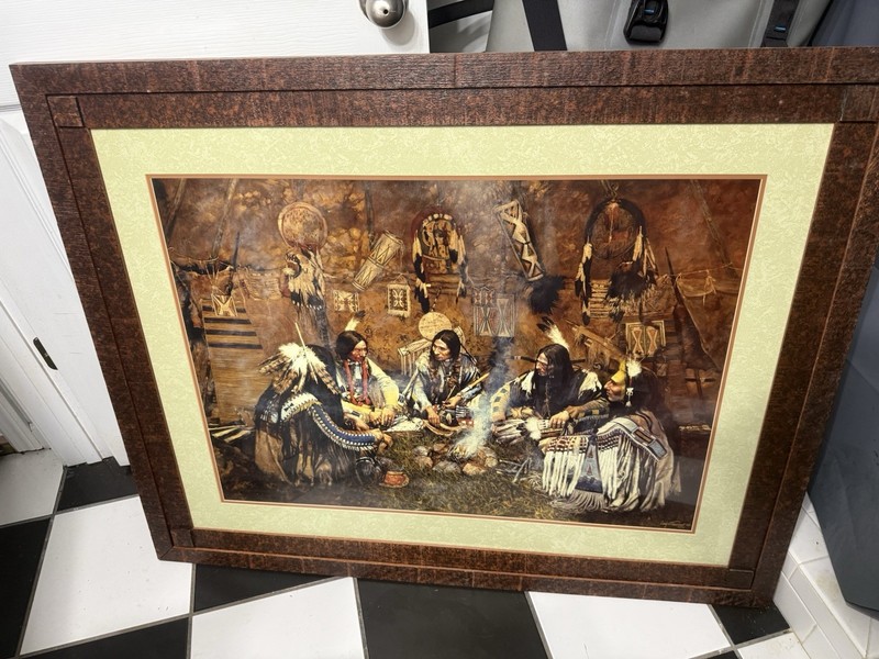 Great Council Framed Painting Native Americans