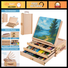 Portable Beechwood Art Easel with Sketch Box 3 Drawers, Adjustable Tabletop St