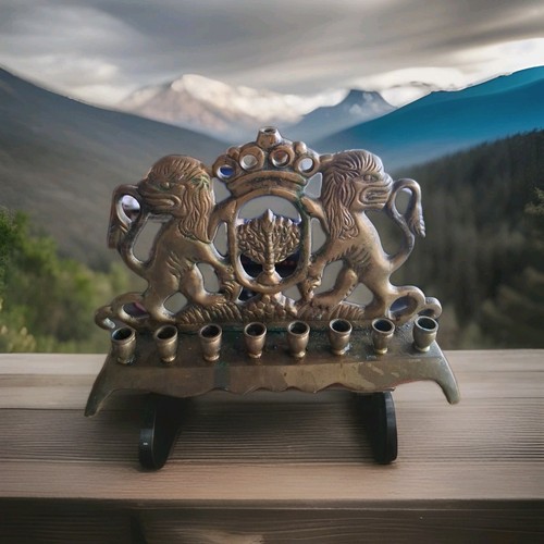 Vintage Eastern European Brass Menorah with 9 holders circa 1920s