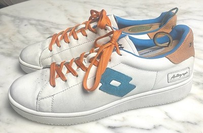 Lotto Leggenda AUTOGRAPH Mens Shoe Size US 9 EU 42 White Leather Teal and Orange