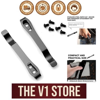 Versatile Stainless Steel Knife Pocket Clips - 2 Pack with Screws Included