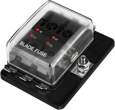 6-Way RV Fuse Block Blade Fuse Box DC12 32V 12V Junction Box LED Indicator Fuse