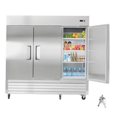 Uimoso Commercial Upright Refrigerator 66.9 Cu.ft with 3 Doors and 12 Shelves