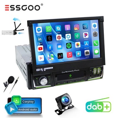 DAB+ Android 14 1 DIN 7'' Autoradio Carplay GPS NAVI WIFI Bluetooth FM Kamera MIC
