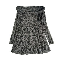 Wild Fable Dress Womens Small Black Mini Off Shoulder Long Sleeve Rose Flowy NWT