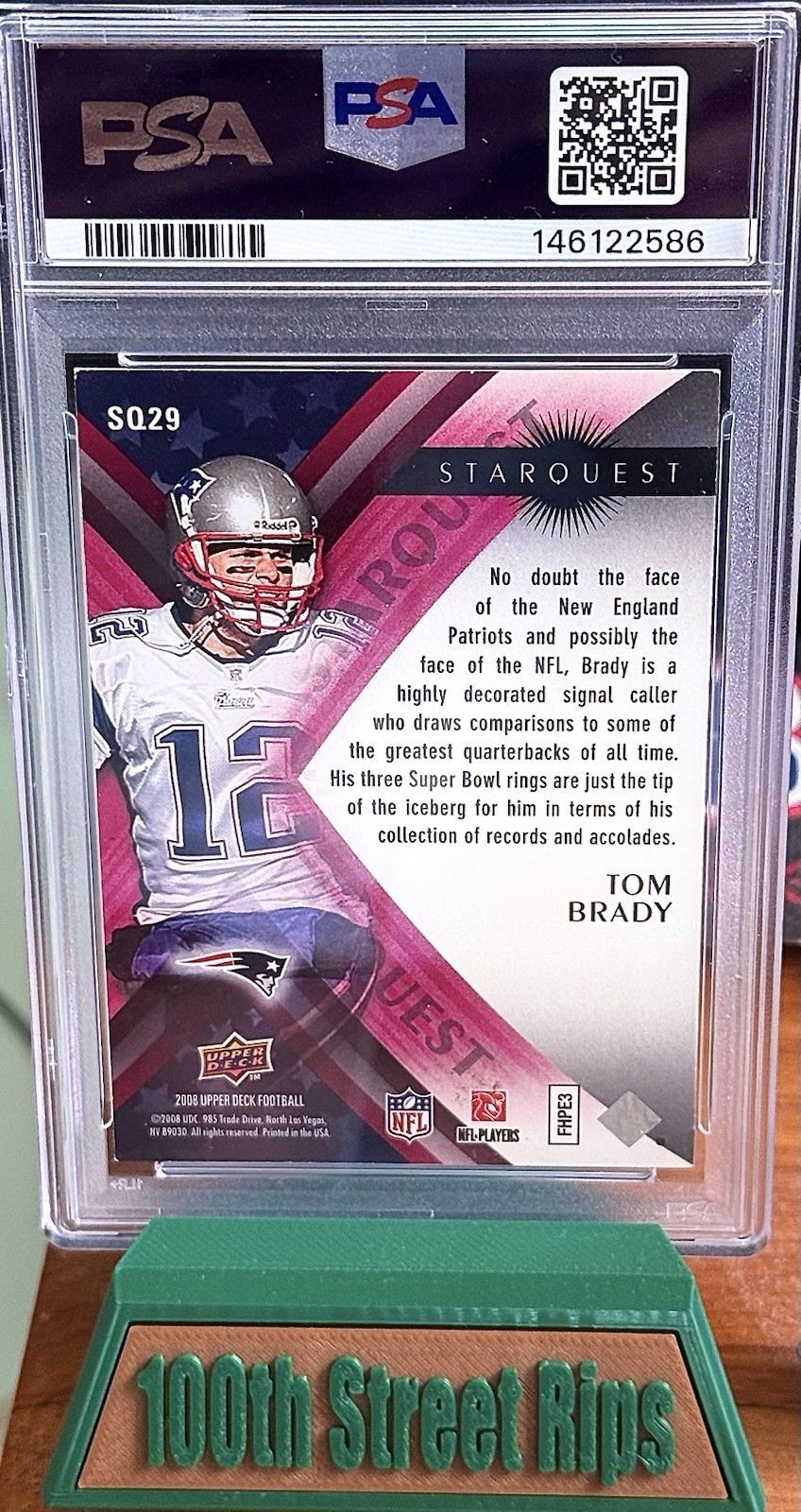 2008 Upper Deck Starquest Tom Brady Rainbow Red PSA 6 No. SQ29 Patriots view 2