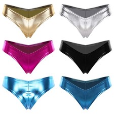 Women Briefs Smooth Thongs Daily Panties Elastic Underwear Shiny Bikini Club