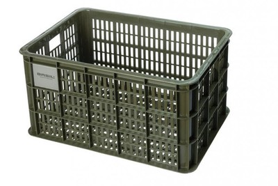 Basil Crate L Fahrradkiste 40L moosgrün, recycelter Kunststoff, 38x49x26 cm, ...