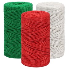 Christmas Twine String, 328 Feet x 3 Rolls 2mm Red Green White Jute Twine for...