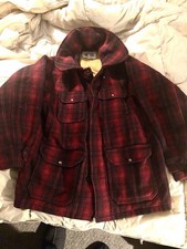EUC Vintage Mens Woolrich 100 Wool Red/Black Plaid Lined Hunting Jacket Size42