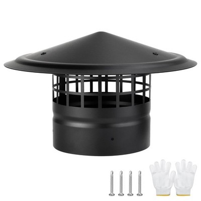 6 Inch Round Chimney Cap,Cone Top Chimney Cap with Screen,Roof Rain Wood Stove