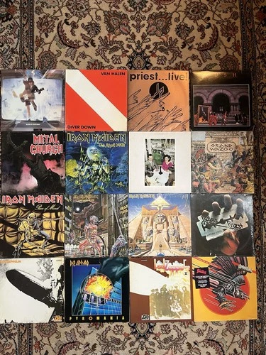 Heavy Metal Rock Vinyl Record Lot Of 16 First Pressings Rare Titles Iron Maiden
