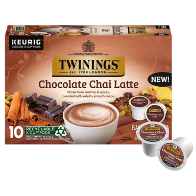 Twinings Caffeinated Tea pods chocolate chai Latte 10 count.