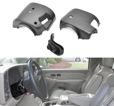 Black Upper & Lower Steering Column Cover Shroud Fit 1999-02 GMC Sierra 26078127
