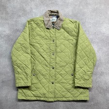 L.L.Bean Quilted Jacket Womens Large Vintage Flannel Lined Corduroy Coat, Green