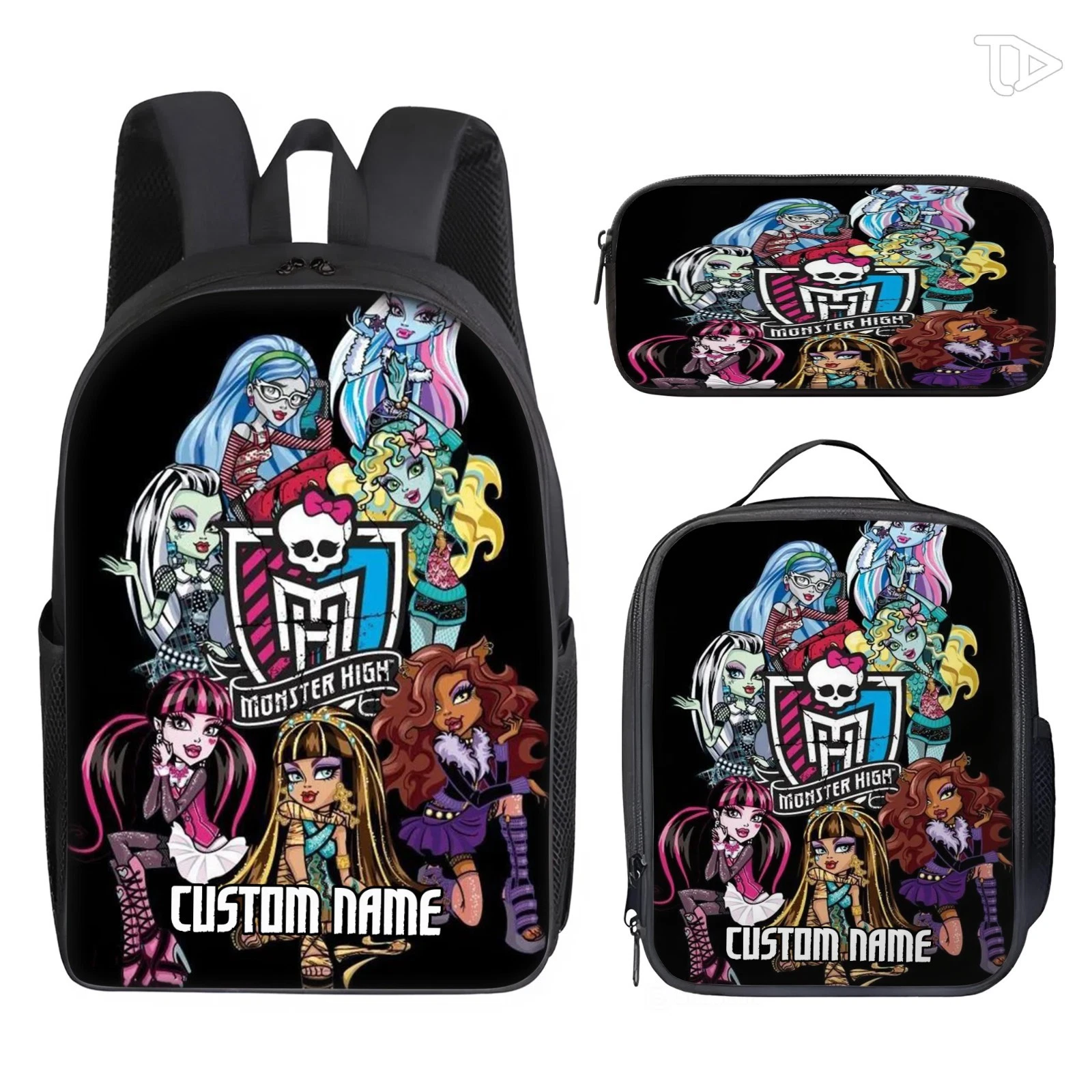 Personalized Monster Inspired Kids Backpack Set, Custom Name School Bag