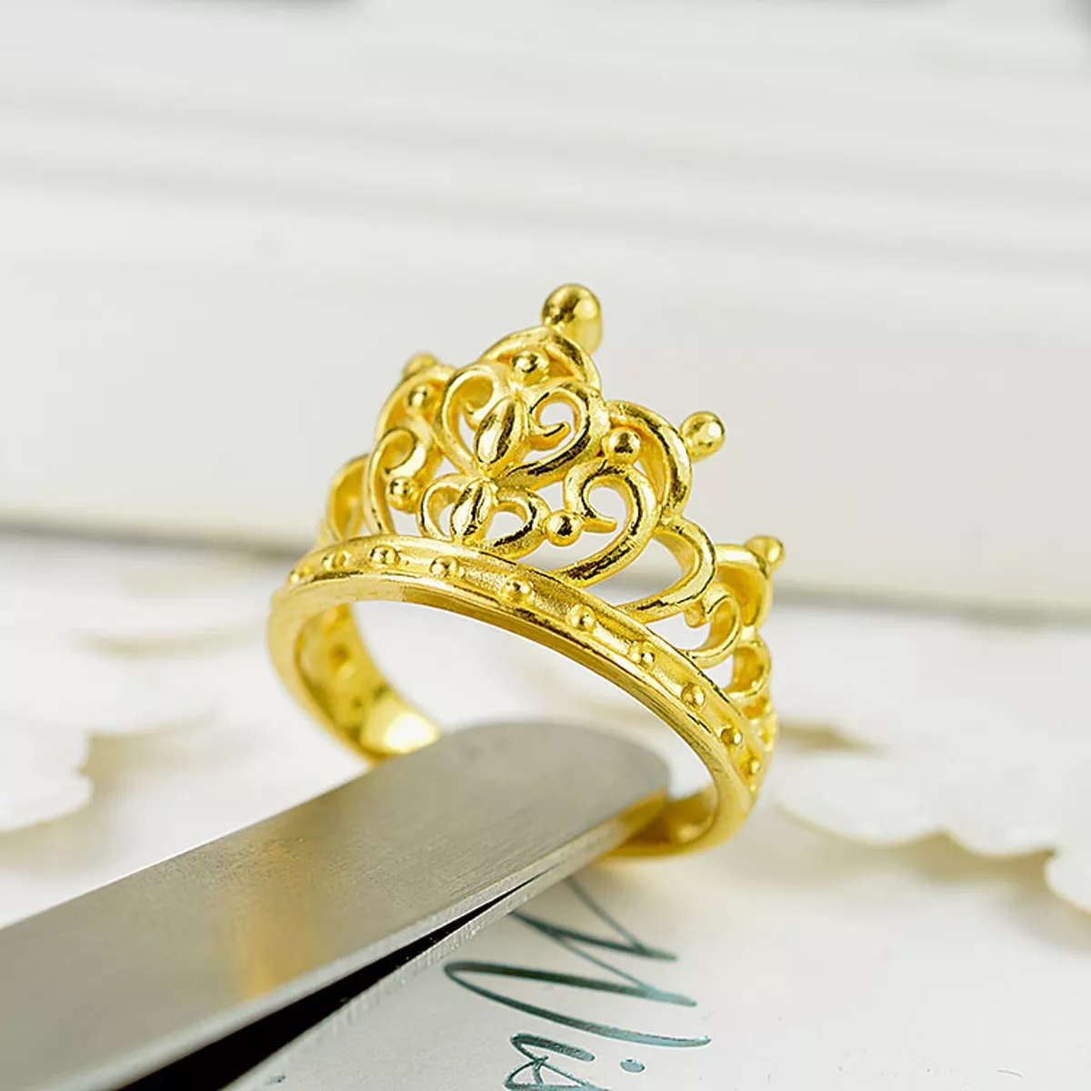 Crown Inspired Signet Gold Ring