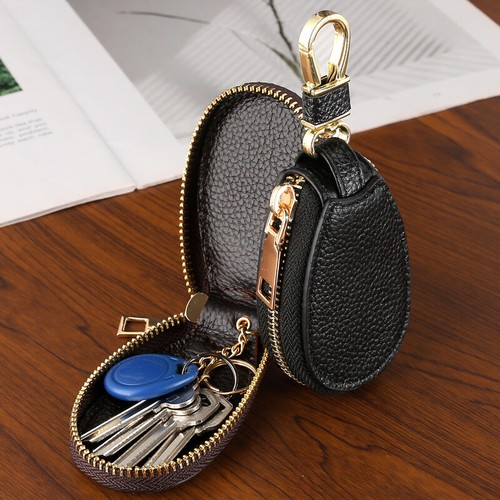 Leather Key Bag Car Key Holder Case Wallet Key Ring Pouch Key Chain Storage Bags - Picture 5 of 18