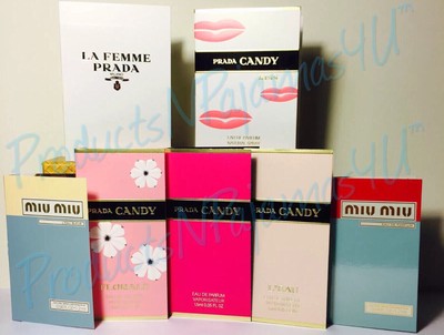 (LOT of 7) Prada CANDY~L'EAU~FLORALE~MIU MIU~L'EAU BLEUE~CANDY KISS~LA FEMME
