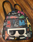 NWT Adorable Karl Lagerfeld Icon Mini Backpack,  Maybelle, Black Graffiti