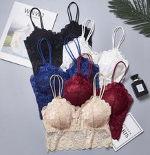 Womens Lace Floral Bralette Bralet Bra Bustier Padded Crop Tops Cami Tank Tops R