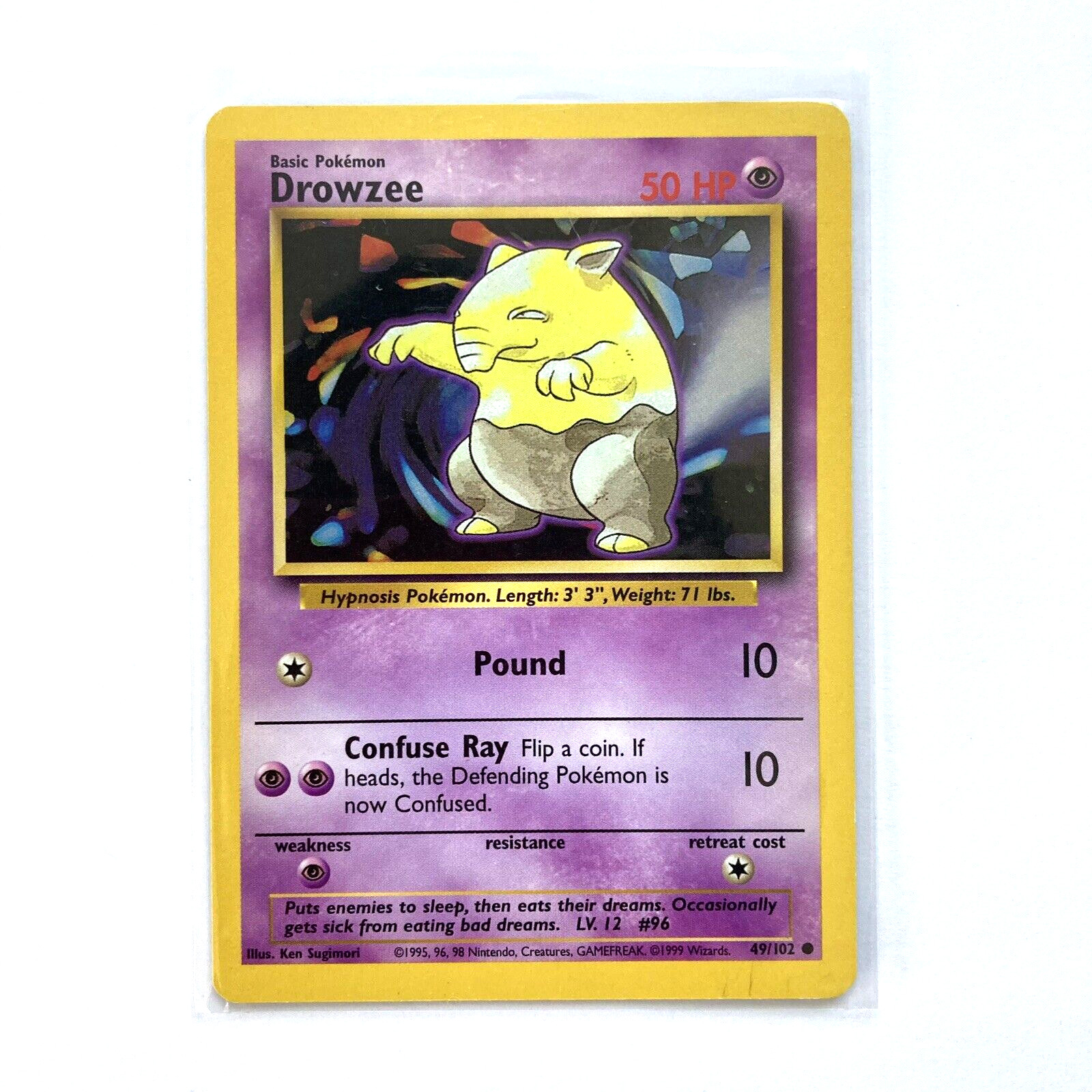 Drowzee - #49/102 - Base Set - 1999 WOTC Pokemon Card Common - LP