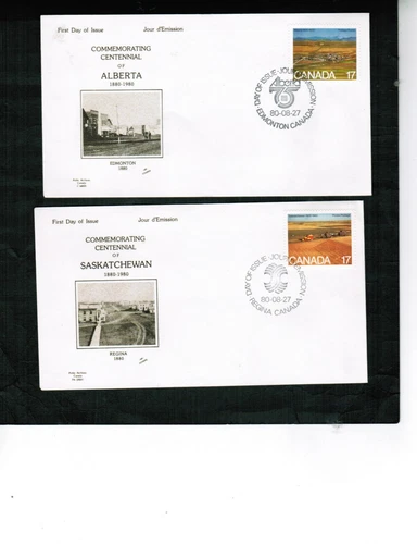 CANADA1980 ALBERTA/SASKATCHEWAN 75th ANN. 2 FDC  MNH cat $6. #863-4  BOX 524