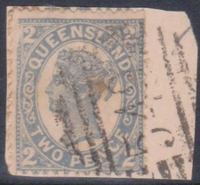 (F327-13) 1899 AU Queensland 2d QVIC on piece PO no.548 Mackay (M) 
