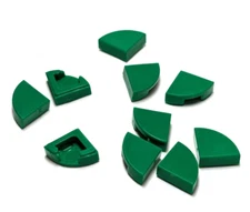 Lego - Lot of 10 - Green, Tile Round 1 x 1 Quarter