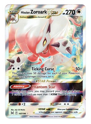 Pokmon TCG Hisuian Zoroark VSTAR Sword & Shield - Lost Origin 147/196 Holo  (NM) | eBay