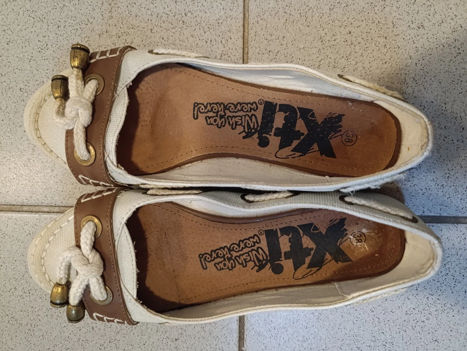 xti schuhe Pumpe 38 Milch-Weiß Textil Leder Sehr Gut - Bild 3 von 4