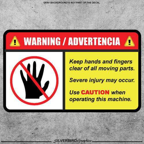 Montre d'avertissement vos mains et doigts autocollant autocollant machine de sécurité vinyle attention  - Photo 1 sur 6