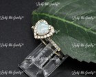14k Solid Yellow Gold   Natural Australian Opal Natural Diamond Ring heart opal — photo 4