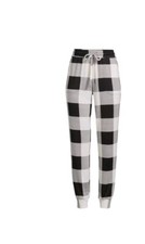 Secret Treasure Black White Plaid Drawstring Hacci Knit Pajama Jogger Pants