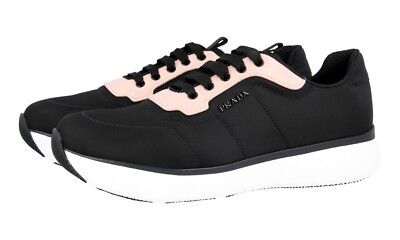 PRADA SNEAKERS SHOES TRAINERS 1E3591 BLACK ROSE WHITE US 11 EU 41 41,5 UK 8