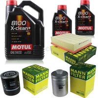 MANN-FILTER Inspektionspaket 7L Motul 8100 X-Clean+ 5W-30 FüR Audi A4 Avant 2.4