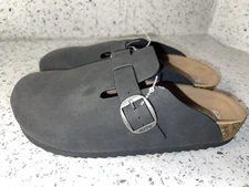 Women's Mad Love Marina Footbed Slip On Buckle Black Clogs Mules Size 7 New