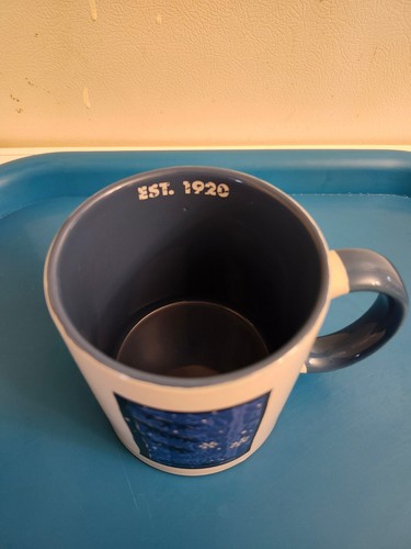 Tazza da caffè EDDIE BAUER HOME blu albero di Natale/neve inverno ceramica - Foto 6 di 7