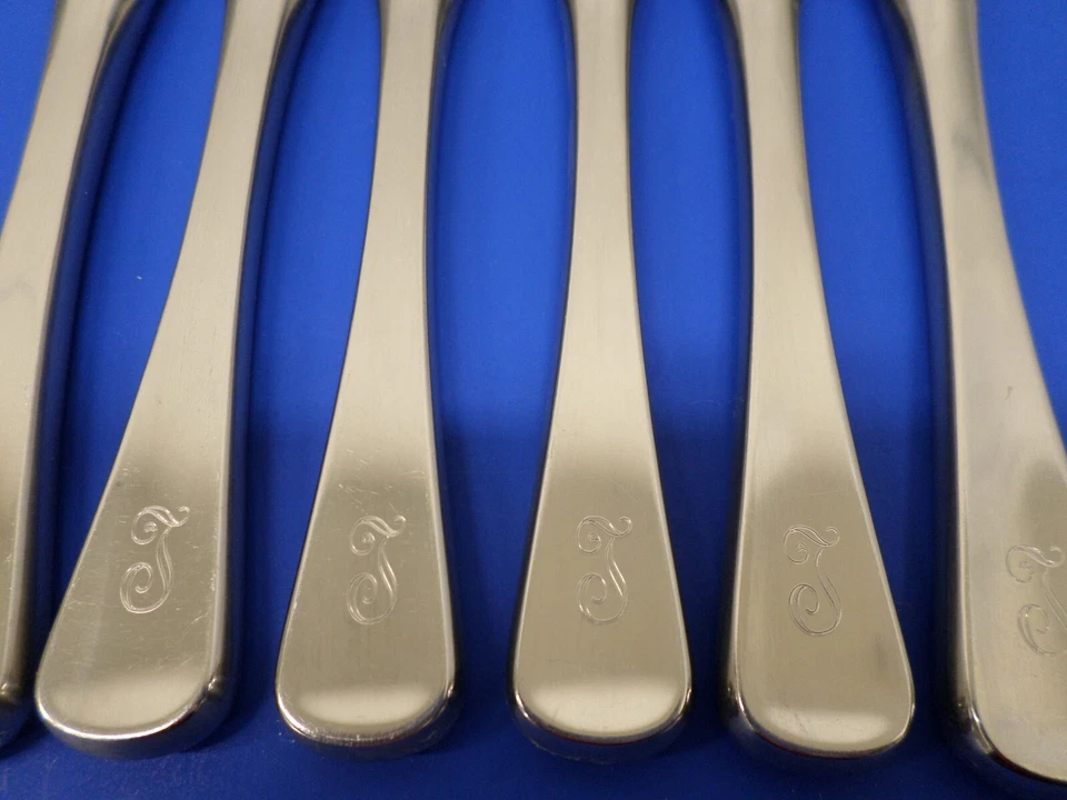 6 WMF Cromargan FINESSE Satin Stainless GERMANY Flatware DINNER KNIVES monogram - Image 2 of 4