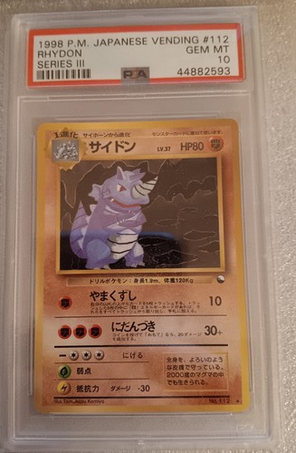 Pokemon TCG 1998 Rhydon Japanese Vending Series III 3 #112 - PSA 10 ...