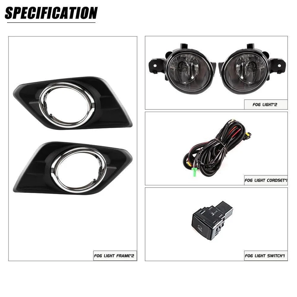 2Pcs Front Fog Lights Assembly w/ Clear Grills Bumper For Nissan X-Trail 14-16 Foto 2 de 4