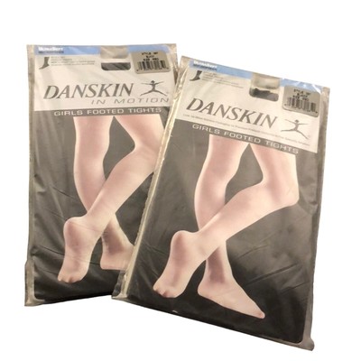 Danskin Style 387 Girls M 2 Pairs Black microfiber tights