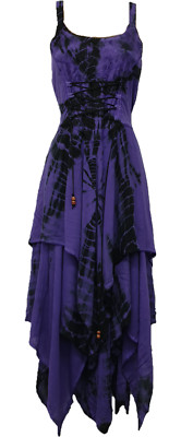  Krawatte Kleid Maxi ärmellos Korsett Pixie lila schwarz 8 10 12 14 16 18 20 22