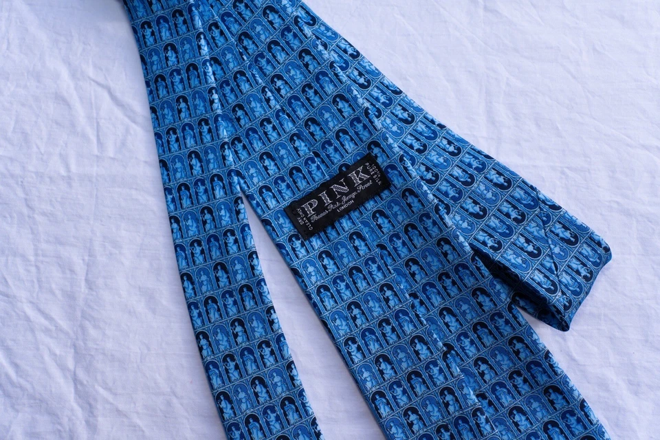 Corbata Thomas Rosa Azul de Millenium Collection Historical British Designs Foto 3 de 4