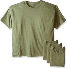 Mens Hanes Ecosmart Heather Green Cotton Short Sleeve T-Shirt 4-Pack Size 3XL