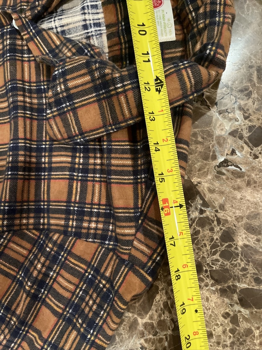 VTG Sears Perma Priest Collar Orange Plaid Shirt Perma Prest 70s L PRISTINE HTF View 5