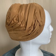 Vintage 50s Cotton Caramel Ruched Structured Hat