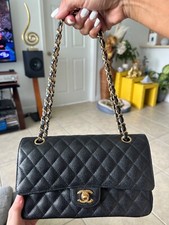 Chanel Classic Double Flap Bag Quilted Caviar Medium - Black