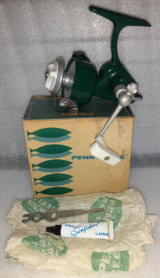 Vintage Penn Ultralight 716 Green Spinning Fishing Reel w/box