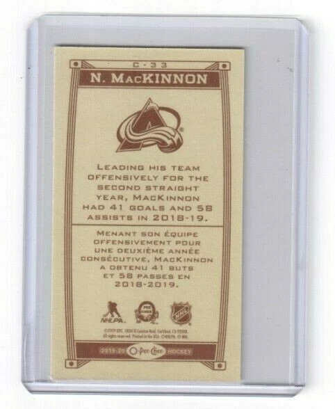2019-20 O Pee Chee Caramel Mini Card # C-33 Nathan MacKinnon Colorado Avalanche - Image 2 of 2